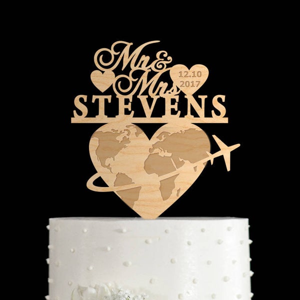 Mr and mrs travel the world wedding cake topper,destination wedding mr mrs cake topper,travel mr and mrs cake topper,destination topper,697