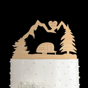 Happy camper wedding cake topper,camper van topper,camper trailer cake topper,Adventure Awaits cake topper,adventure time cake topper,148