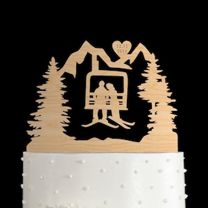 Ski lodge wedding cake topper,Ski cake topper,Ski lift cake topper,Outdoor Wedding cake topper,Skiing cake topper,travel theme wedding,142