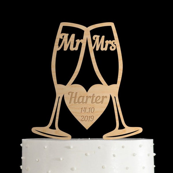 Champagne glasses cake topper,toasting glasses cake topper,champagne topper,rustic cake topper,unique cake topper,wedding cake topper,997