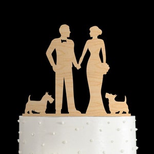 Wedding Cake Topper, Dog Cake Topper, Scottish Terrier Cake Topper, Custom Mr and Mrs Cake Topper, Acrylic Cake Topper, Wedding Gift, 973