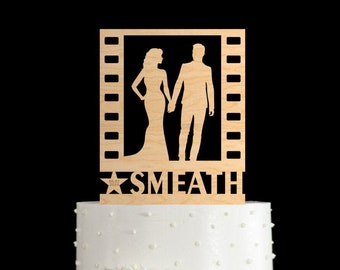 Movie fan wedding cake topper,Movie wedding bride and groom cake topper,movie inspired mr and mrs cake topper,movie theme wedding topper,263