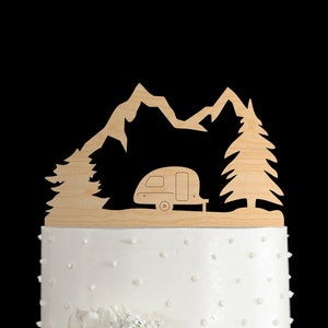 Camper trailer wedding cake topper,Happy camper cake topper,Camping cake topper,Adventure Awaits cake topper,adventure time cake topper,149
