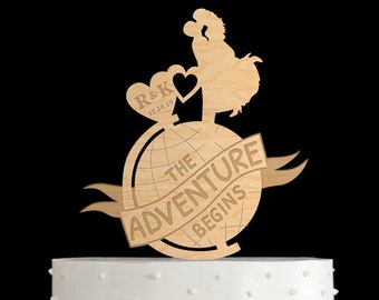 Das Abenteuer beginnt,Abenteuer Torten topper,Reise Torten Torten topper,einzigartige Hochzeit Torten topper,Holz Cake Topper,rustikale Torten topper,964