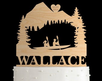 Kayak cake topper,Mountain wedding cake topper,mr n mrs cake topper,kayaker cake topper,kayaking topper,Adventure Awaits cake topper,156