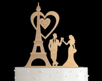 Eiffel tower cake topper,Paris wedding cake topper,heart wedding cake topper,Eiffel tower wedding,initials cake topper,cake topper date,113