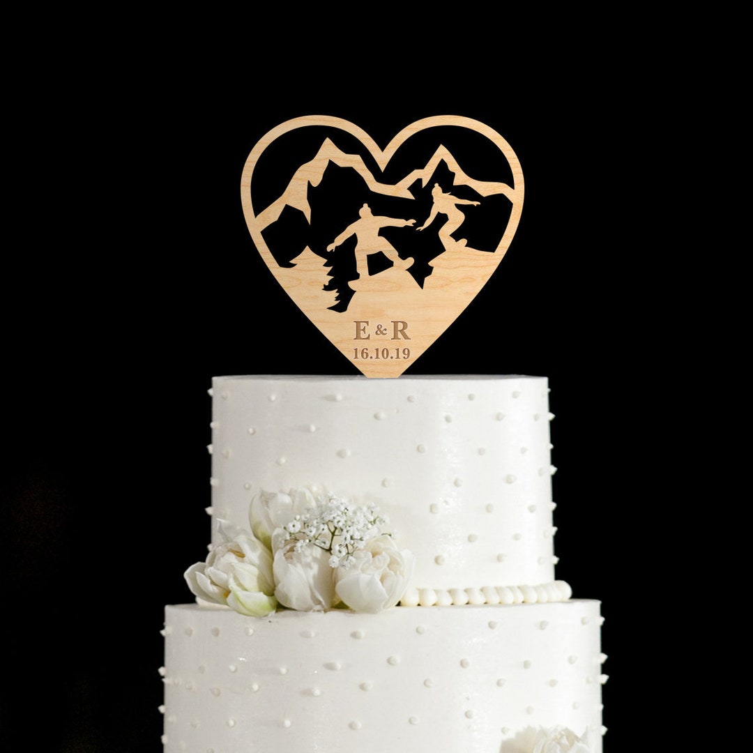 Adorno Para Tarta De Boda Con Forma De Snowboard
