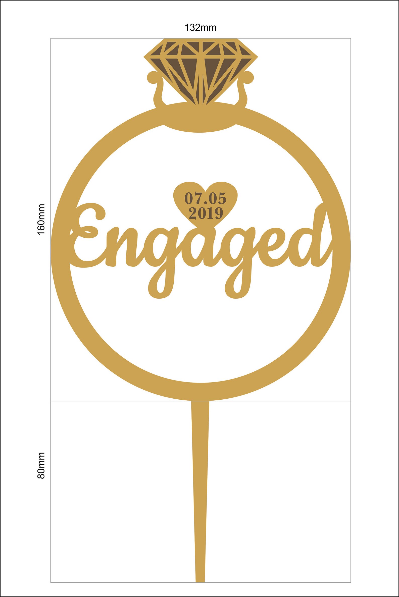 Engagement Cake Topperengagement Ring Cake Topperengaged Etsy