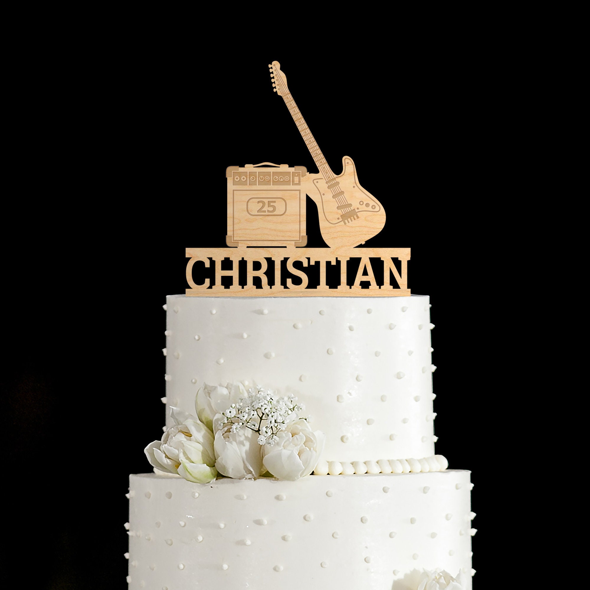 Joyeux Anniversaire Guitariste Nom Gateau Topperguitare Etsy France