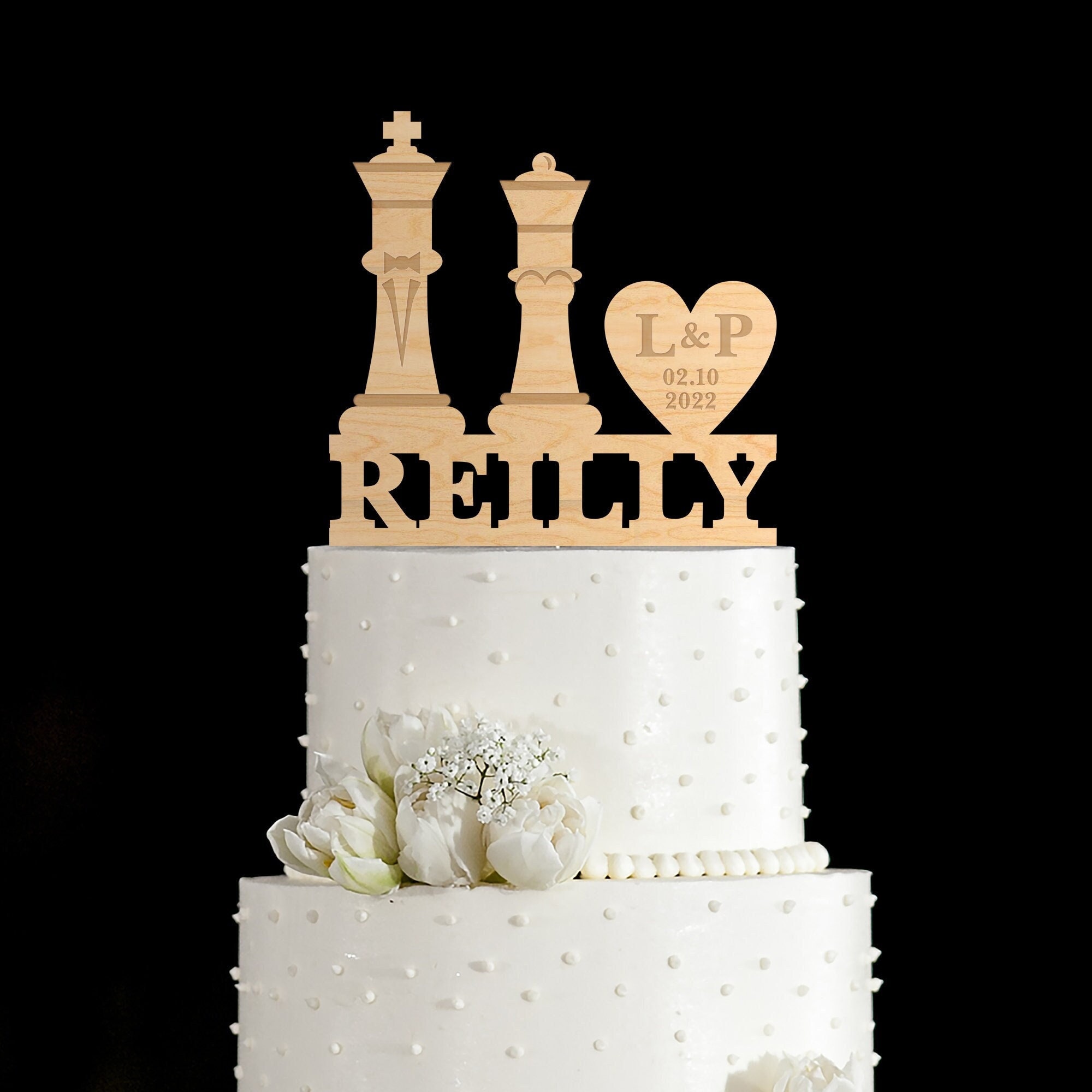 Chess King Queen Mr and Mrs Wedding Cake Topperchess Wedding 