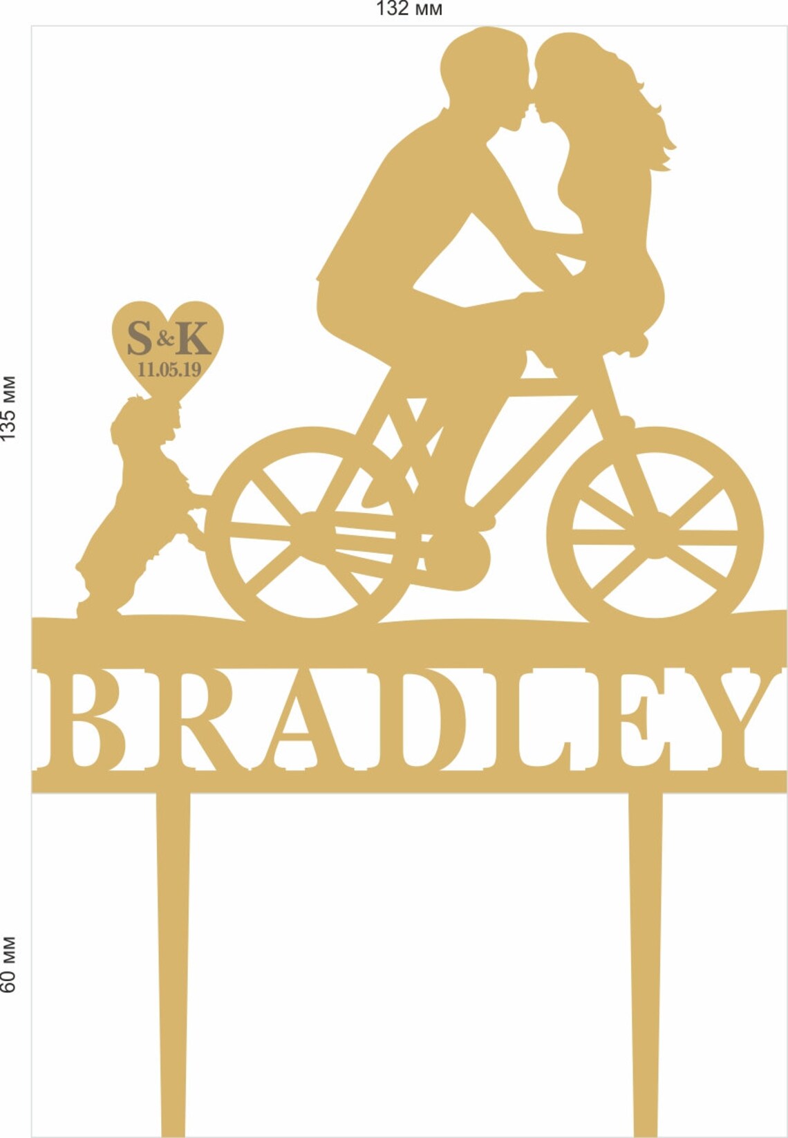 Bicycle for two cake topperBicycle cake topperdog cake Etsy