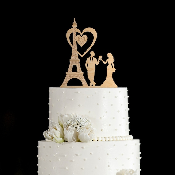 Eiffel Tower Cake Topperparis Wedding Cake Topperheart Etsy