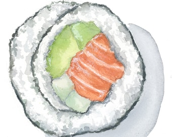 Watercolor Painting Sushi Art Print