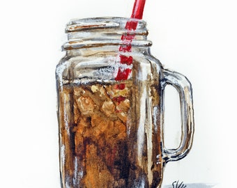 Watercolor Iced Coffee Print