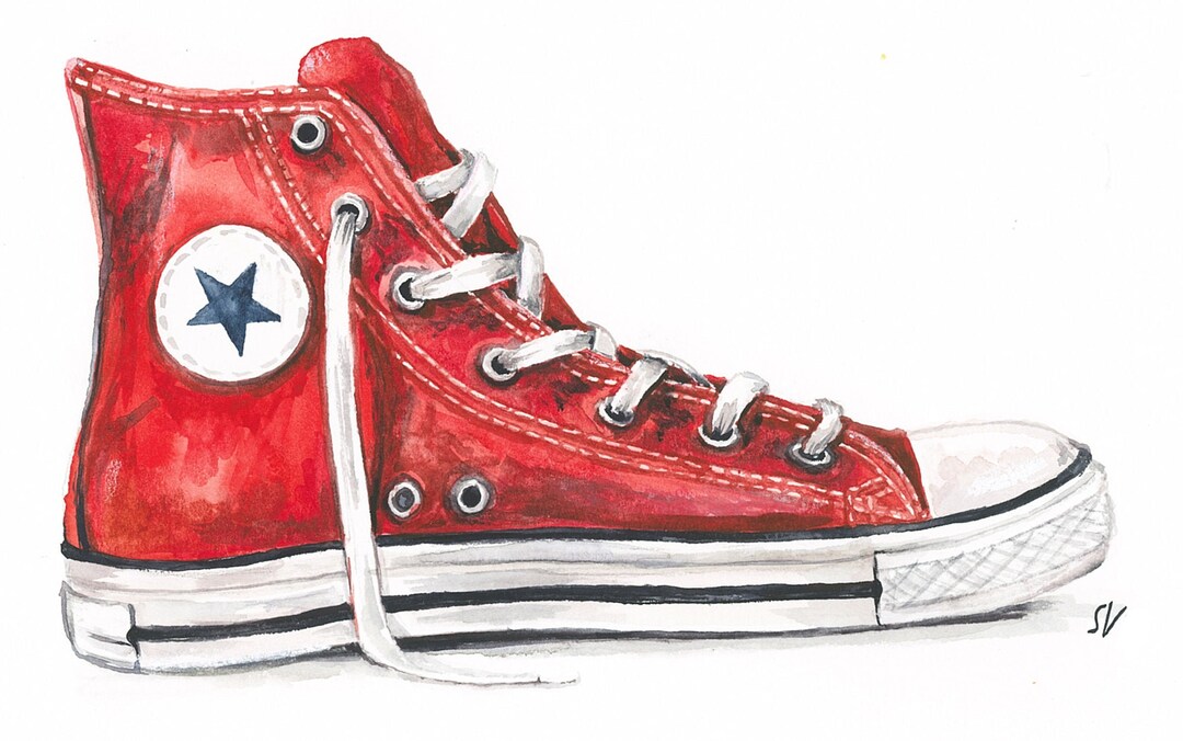 Watercolor Red Converse Sneaker Print - Etsy