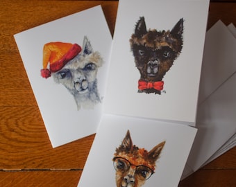 Hipster Alpaca Watercolor Cards