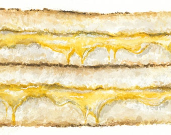 Watercolor Grilled Cheese Sandwich Print