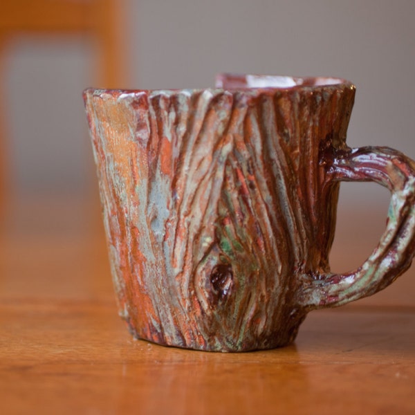 Mossy Bark Mug- handbuilt