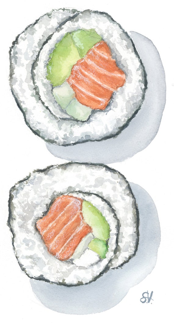 Watercolor Painting Sushi Art Print - Etsy