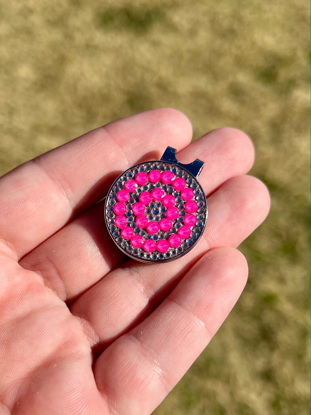 Golf Ball Marker Silver Hat Clip Bling Bedazzled Etsy