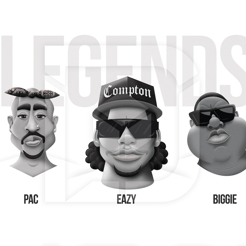 Legends Of Rap Poster Eazy E 2pac Notorious Big Compton Etsy - image 0 image 1