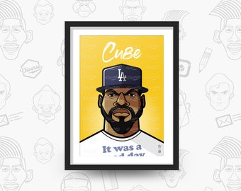 ICE CUBE - West Coast Legends series:  A4 poster of legendary rapper Ice Cube. Great poster for the wall of any west coast rap fan.