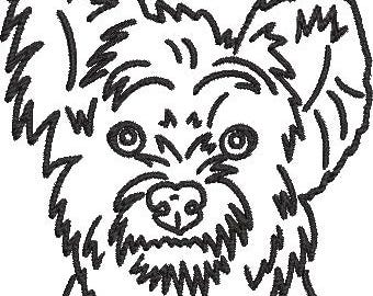 Diseño de bordado de Yorkshire Terrier: Patrón de perro Yorkie (Descarga digital)