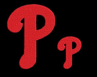 Diseño de bordado digital del logotipo "P" de los Phillies: 2 tamaños (descarga digital)