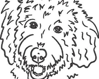 Diseño de bordado Goldendoodle: Patrón de perro doodle (Descarga digital)