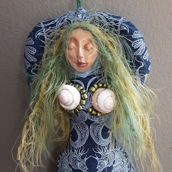 Earth and Sea Spirit Doll, Healing Spirits Mixed Media Art Doll, Nature Spirit Doll, Altar Spirit Doll, Ocean Goddess Doll, Fertility Doll