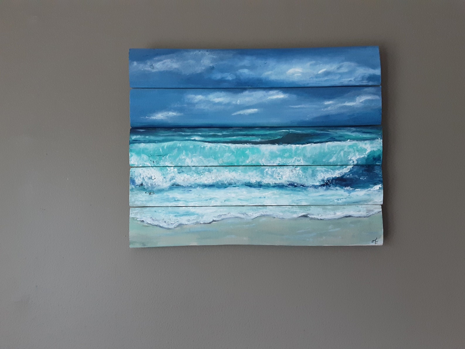 Ocean painting on wood/beach decor/beach house decor/reclaimed Etsy