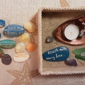 Long Island NY beach in a box, beach gift box, gifts to uplift, beach therapy box,message stones, inspirational gifts, beach shells/ rocks