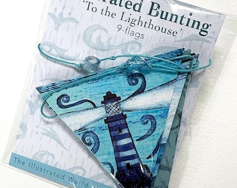 9-flag  and 3-flag 'To the Lighthouse' Illustrated Bunting on 250gms card