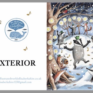 Cartes de Noël A5 - Le blaireau et les renards célèbrent Noël dans les bois