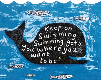 Keep on Swimming- single or 3-pack. 6"x6" card with envelope