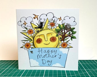 Happy Mother's Day 6x6 inch greetings card, with interior detail.