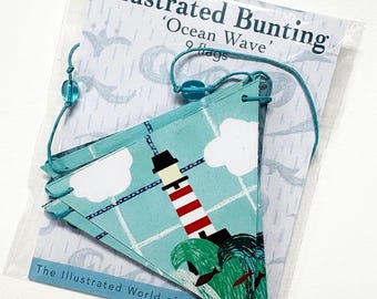 9-flag Ocean Wave Illustrated Bunting on 250gms card