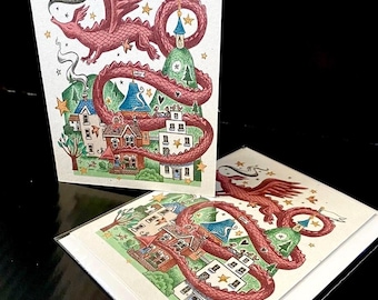 A6  DRAGON THEMED Cards - choice of TWO designs