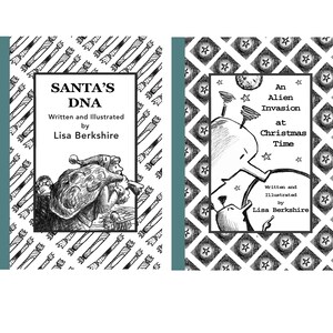 Kerstkaart verhalenboeken - 'Santa's DNA' en 'An Alien Invasion at Christmas Time'