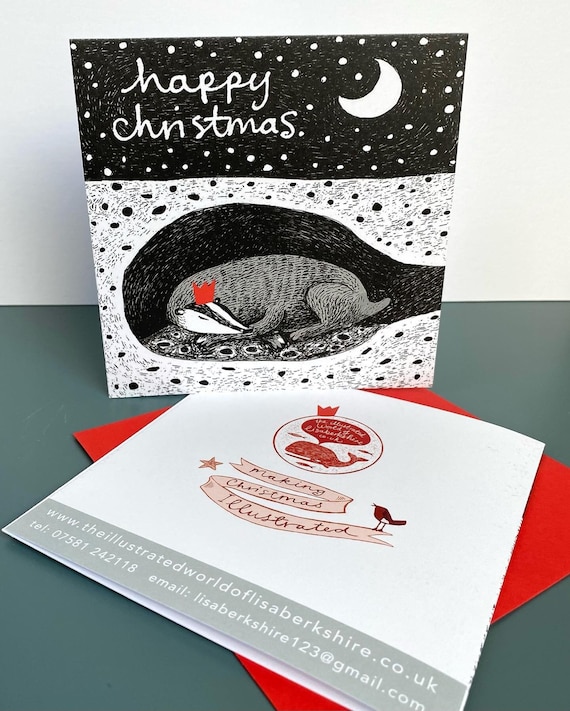 Sleepy Badger  - 6x6inch cards- 3 or 10 pack.