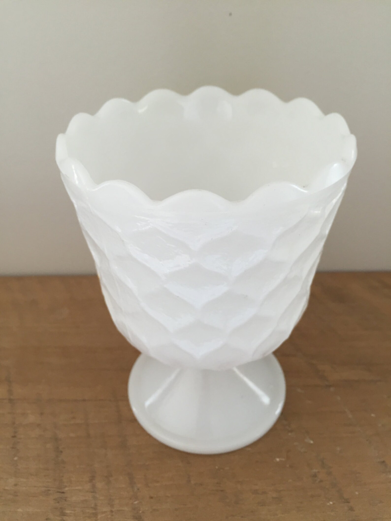 Scalloped Milk Glass Compote Bowl - Etsy