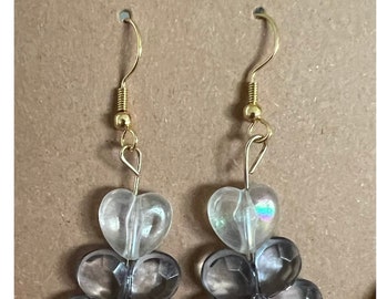 Clear Gray Floral Earrings