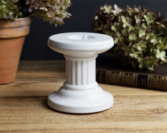 Vintage Tealight Holder, White Porcelain Candlestick, Eclectic Decor