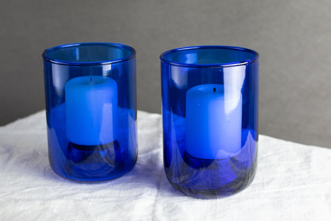 Cobalt Blue Glass Candle Holders for Tealight Candles or Etsy