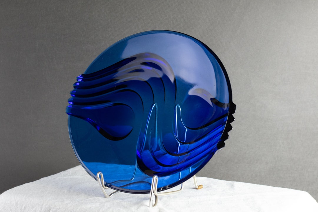 French Serving Plate Cobalt Blue Glass Platter by Luminarc Etsy