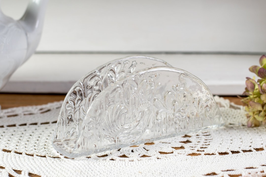 Vintage Glass Napkin Holder With Rooster Decor in Farmhouse Etsy