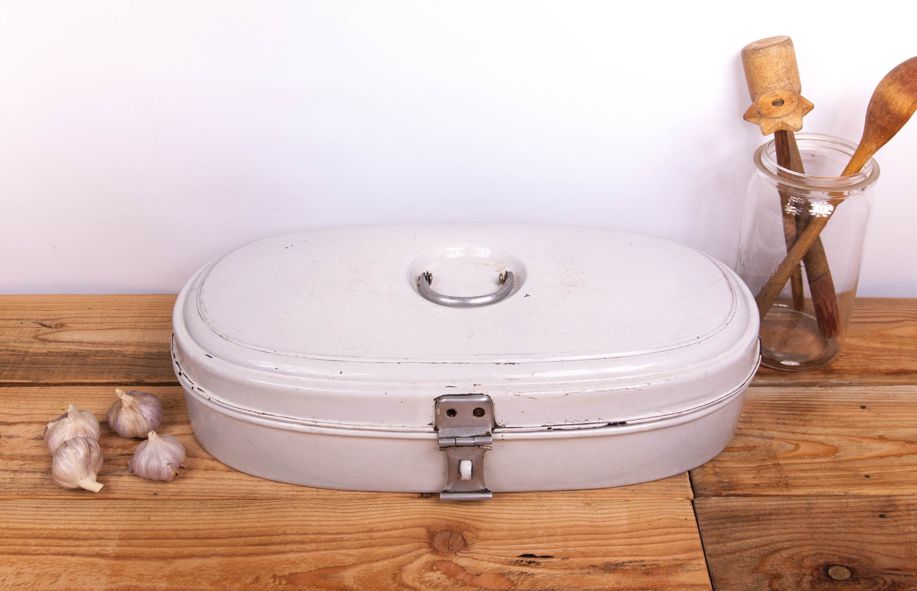 Antique Bread Box Metal Bread Box Enamel Storage Box Rustic Etsy
