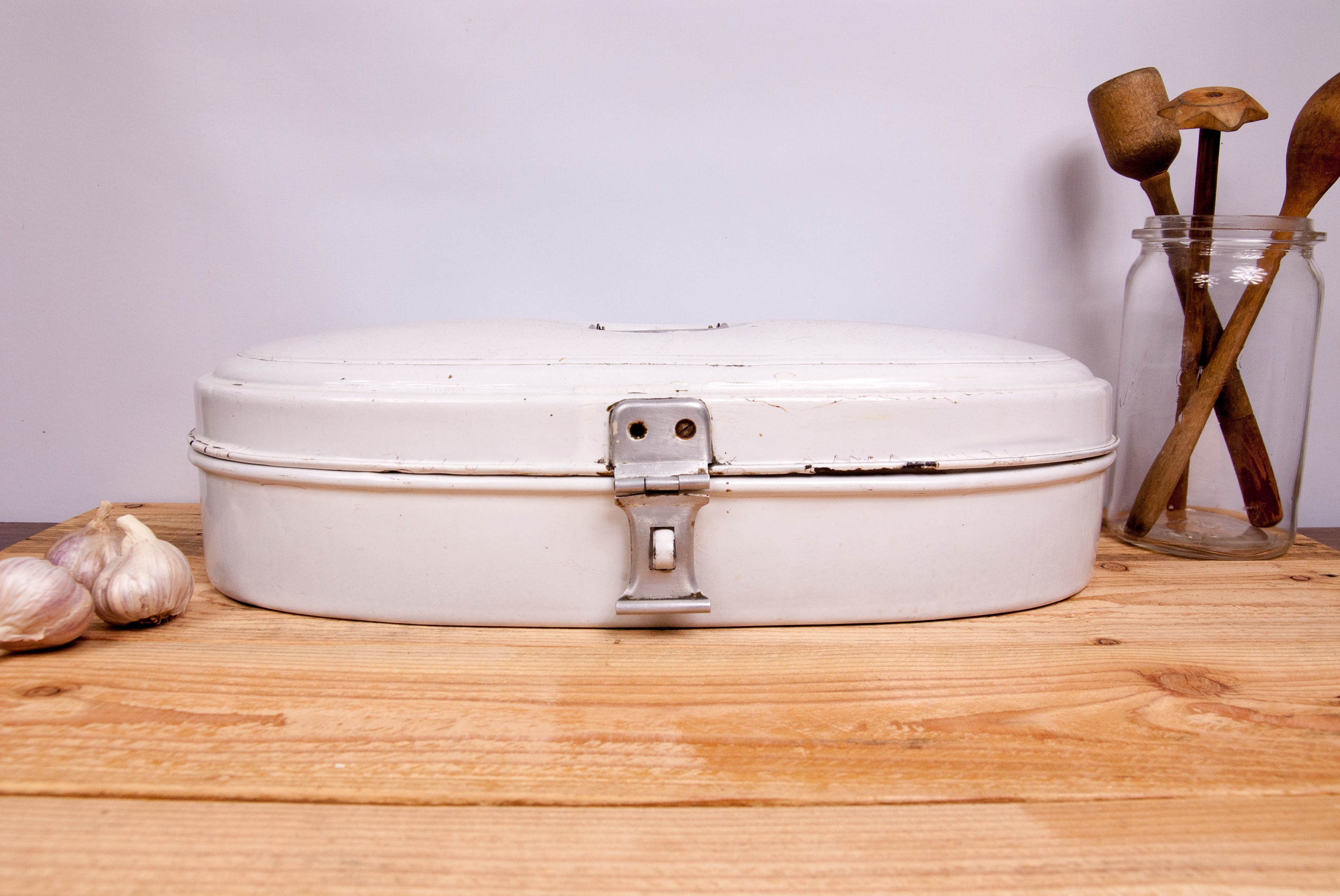 Antique Bread Box Metal Bread Box Enamel Storage Box Rustic Etsy