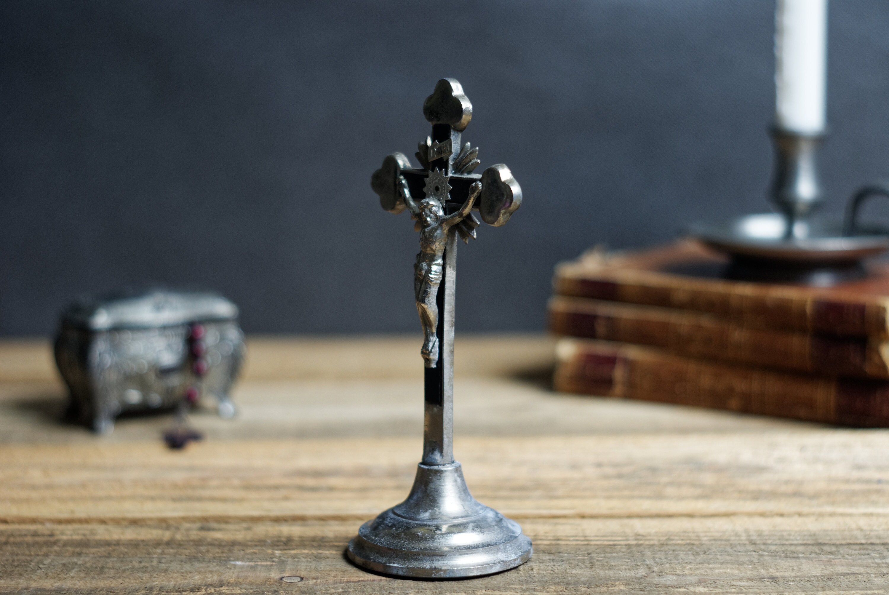 Antique crucifix standing table crucifix Jesus Christ on the | Etsy