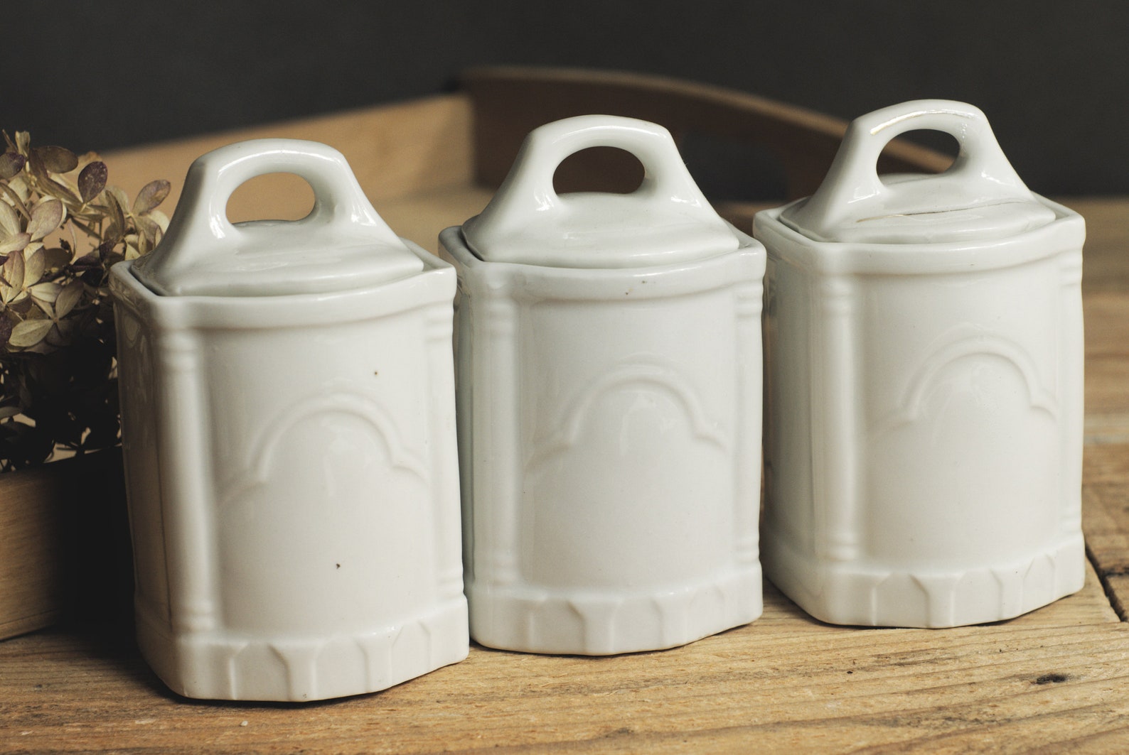 Antique French Spice Jar Set Porcelain Herbs Jars With Lids Etsy